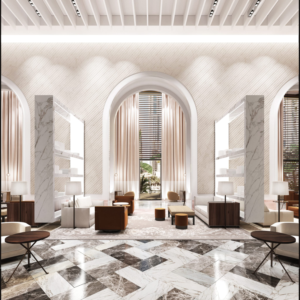 The Lana Dubai Lobby Dorchester Collection Render, Luxe Gulf Magazine