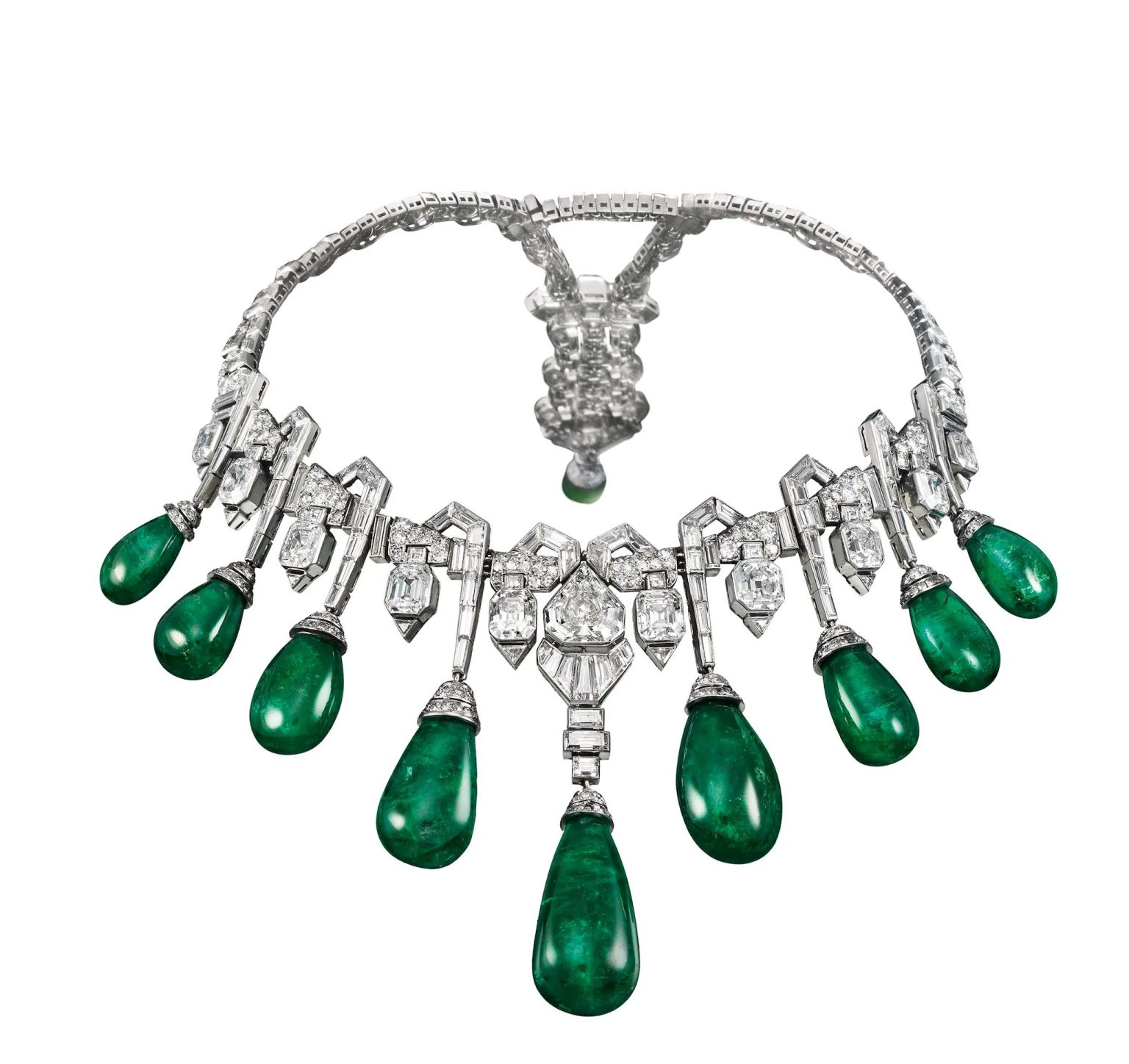 Van Cleef & Arpels, Collaret, 1929, platinum, emeralds, diamonds – in the former collection of Her Royal Highness Princess Faiza of Egypt