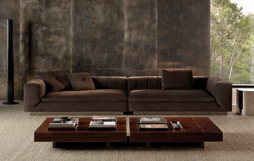 Brown contemporary interiors with Minotti Dubai