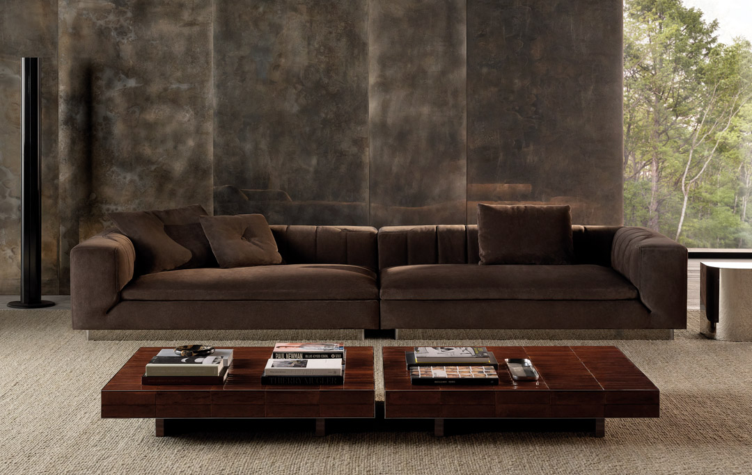 Brown contemporary interiors with Minotti Dubai