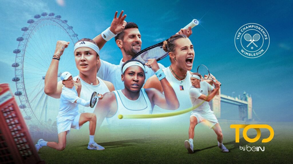 TOD by beIN July 2026 live sport lineup featuring Wimbledon, Formula 1 and FIFA World Cup